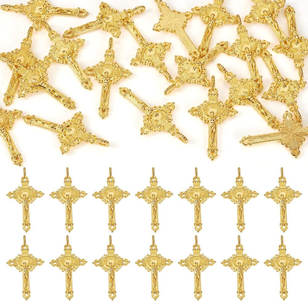 4618 Pandahall 20pcs Tibetan Style Crucifix Cross Pendant Charms for Rosary